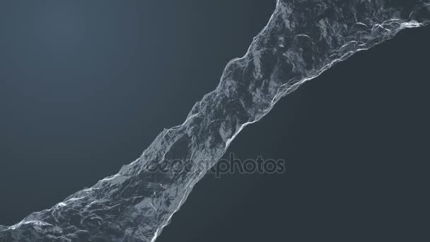 A large stream of water flows diagonally across a dark gray background. — Stock Video