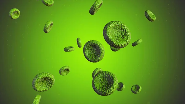 Realistic rendering of bacteria - in green colors — Stock Photo, Image