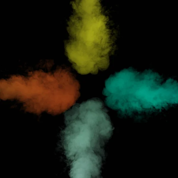 Toz siyah arka plan üzerinde renkli sanat. Renkli toz patlama çok renkli dondurulmuş hareket swirls — Stok fotoğraf