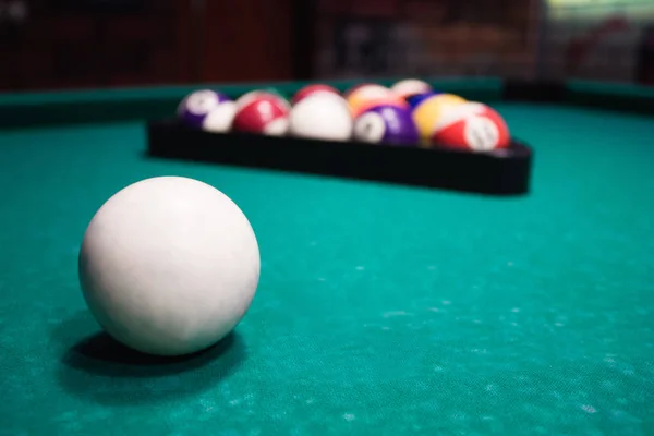 Ball and chalk on the billiard table — Stock Photo, Image