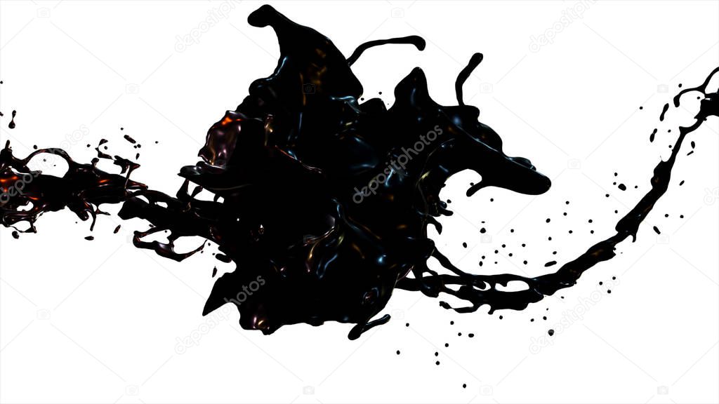 Black abstract ink face in splash isolated on white background