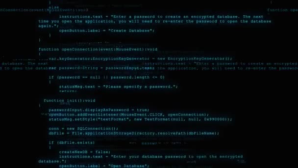 Software hacker code with digital interference. — Stock Video