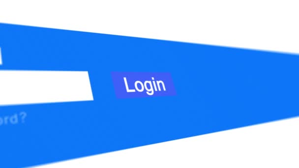 Digitar senha na página de login. Profundidade de campo rasa. Azul intarface — Vídeo de Stock