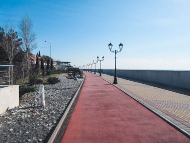 Güneşli bir deniz boyunca kış geçit