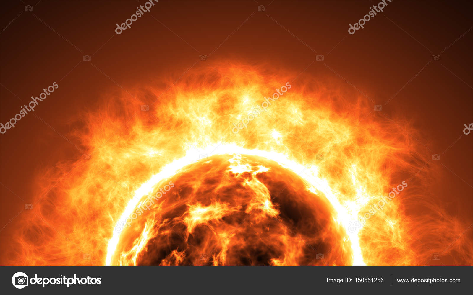 Sun surface with solar flares. Abstract scientific background Stock