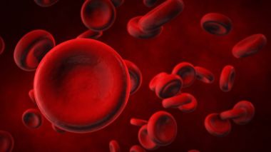 Görünümü bir mikroskop altında 3d resimde bir yaşam vücutta kan kırmızı kan hücreleri.