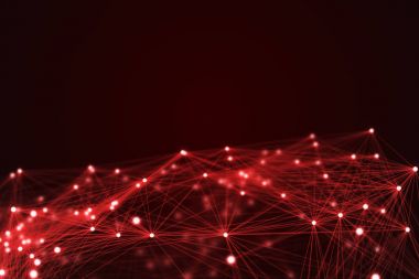 Kırmızı fütüristik teknoloji bağlantı şekli.