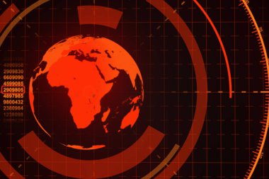 ayrıntılı sanal dünya 3D Illustration. Teknolojik dijital dünya