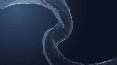 Su akıyor bir koyu gri arka plan 3d çizim spirally büyük akışı