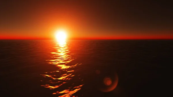 Muito bonito fogo-laranja pôr do sol do mar e céu claro — Fotografia de Stock
