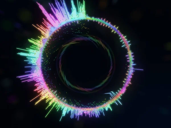 Un ecualizador multicolor colorido detallado en un círculo. Espectro de audio — Foto de Stock