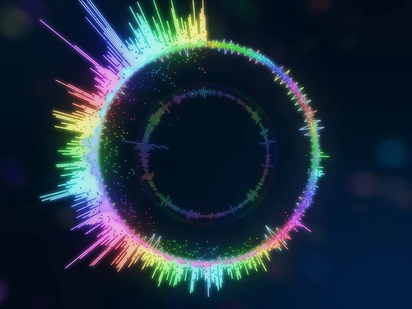 A detailed colorful multicolored equalizer in a circle. Audio spectrum — Stock Photo, Image