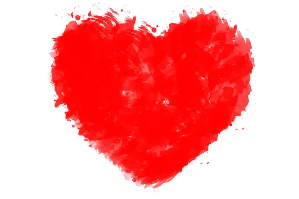 Acquerello dipinto bel cuore rosso su uno sfondo bianco isolato — Foto Stock