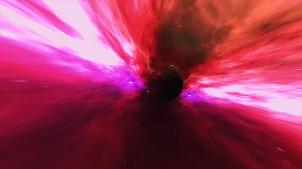 Buraco de minhoca mágico - uma torção no voo do espaço exterior em um buraco negro — Fotografia de Stock