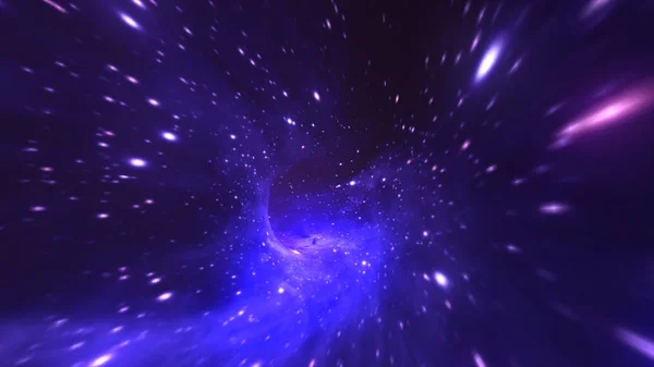 魔法虫洞-在外层空间飞行进一个黑洞扭曲 — 图库照片
