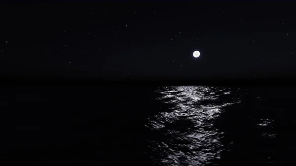 Lua cheia sobre a água com água brilhante abstrata — Fotografia de Stock