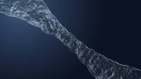 Aliran air yang besar mengalir secara diagonal di seluruh ilustrasi 3D abu-abu gelap — Stok Foto