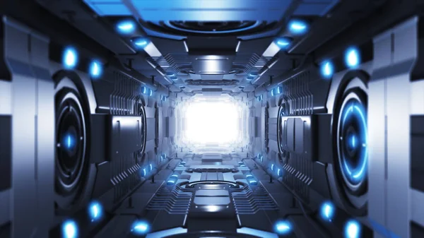 3d ilustração design futurista nave espacial interior corredor infinito — Fotografia de Stock