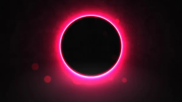 Lila neonleuchtender abstrakter Ring auf schwarzem Hintergrund mit Kopierraum — Stockfoto