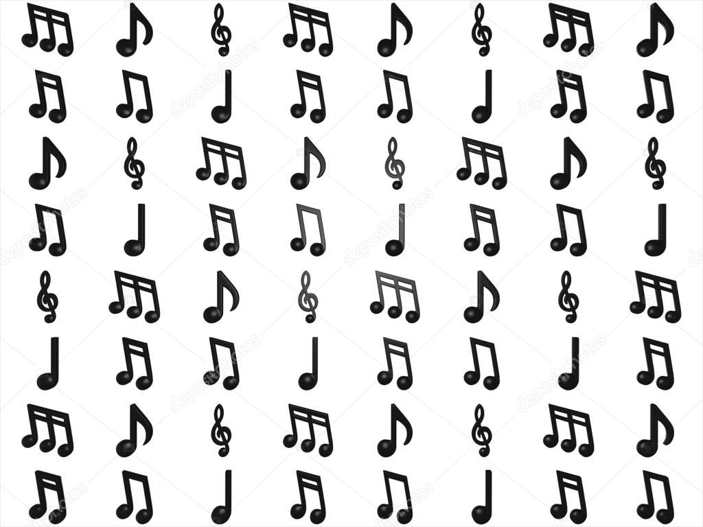 Nota musical facebook | Diferentes notas musicales aislados en 3d