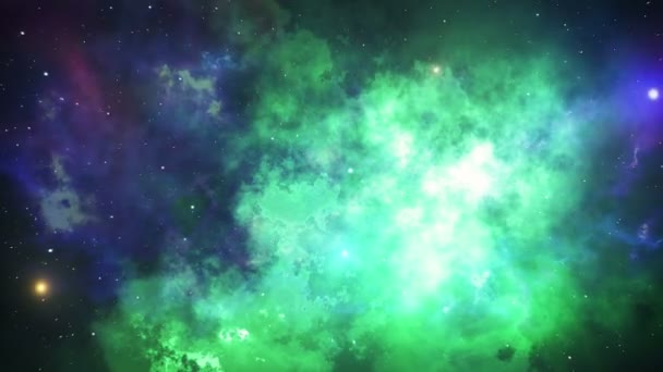 Flying into a colorful and dynamic nebula in the outer space 3d animation — Stock Video