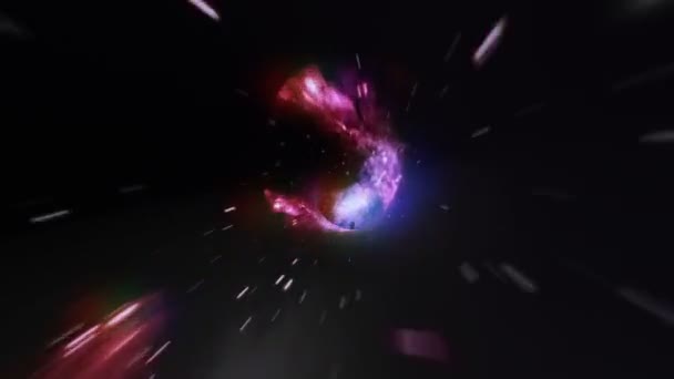 Görbületi tér-idő, járat a Dimenziókapu a fekete lyuk. — Stock videók