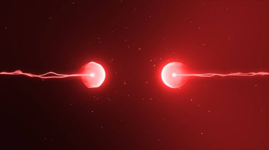 İki parçacıklar bir başkasına sanatsal görüntü çarpışmak için hazır