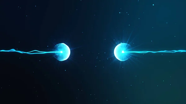 İki parçacıklar bir başkasına sanatsal görüntü çarpışmak için hazır