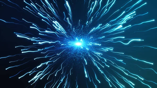 Eine große Explosion von Teilchen unter dem Mikroskop — Stockfoto