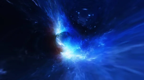 Абстрактний політ у чорній дірі в космосі — стокове фото