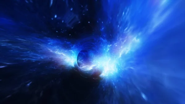 Absztrakt repülés egy fekete lyuk az űrben — Stock Fotó