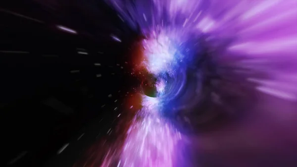 Абстрактный полет в черной дыре в космосе — стоковое фото