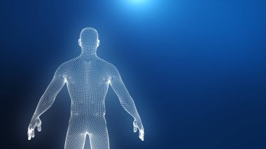 adam, parlak noktaların geometrik model 3D modeli