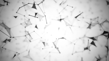 Soyut siyah çizgiler, noktalar ve uzayda üçgenler