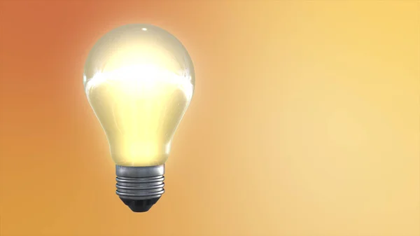 Glowing light bulb isolated on yellow gradient background with copy space — Stock Photo, Image