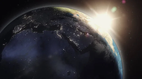 Vår jord i kosmos og lys sol . – stockfoto