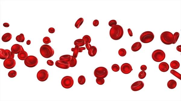 Células sanguíneas voladoras aisladas sobre fondo blanco —  Fotos de Stock
