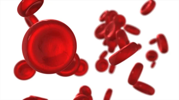 Flying blood cells isolated on white background — Stock Photo, Image