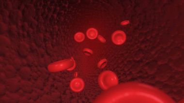 Kırmızı kan yuvarları arter 3d resimde hareket