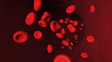 3d illustration of red blood cell flowing in artery clipart