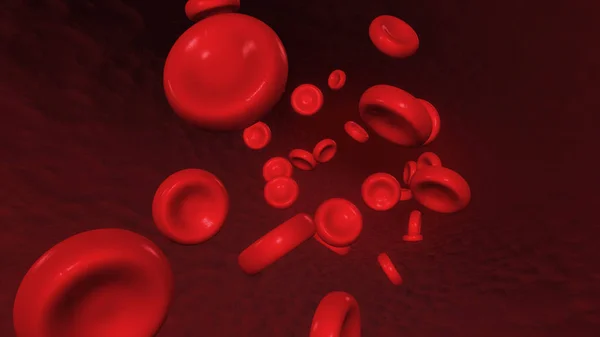 Corpúsculos de sangue vermelho se movem ao longo da ilustração 3d da artéria — Fotografia de Stock