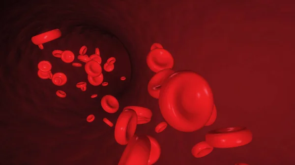 3d illustration of red blood cell flowing in artery