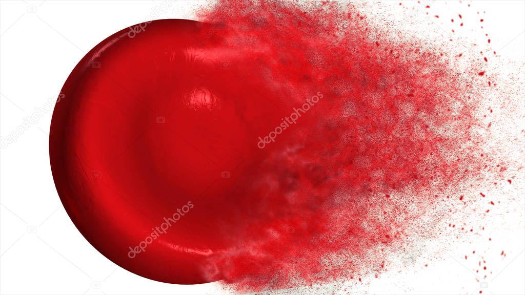 Destroying red blood cell on white background 3d illustration