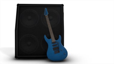 Büyük bir combo elektrik mavi gitar