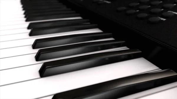 Instrumento musical sintetizador suas chaves close-up — Fotografia de Stock