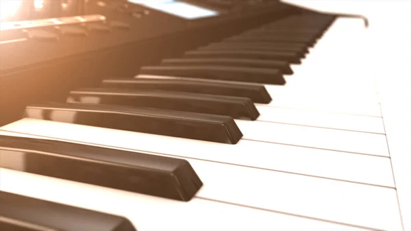 Piano keyboard in black and white — Stock Photo, Image