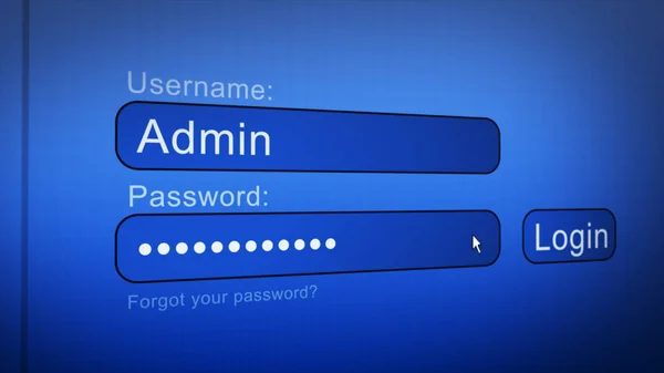 Login e password sullo schermo blu del computer — Foto Stock