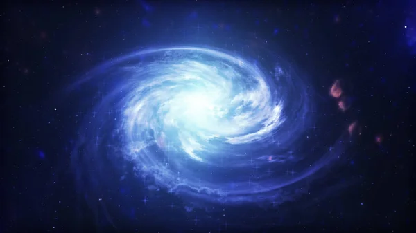 Spiral galaxy, 3D illustration of deep space object.