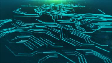 Bir devre kartı doku 3d çizim ile teknolojik arka plan