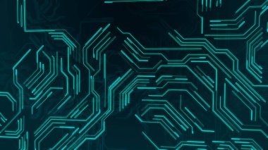 Bir devre kartı doku 3d çizim ile teknolojik arka plan